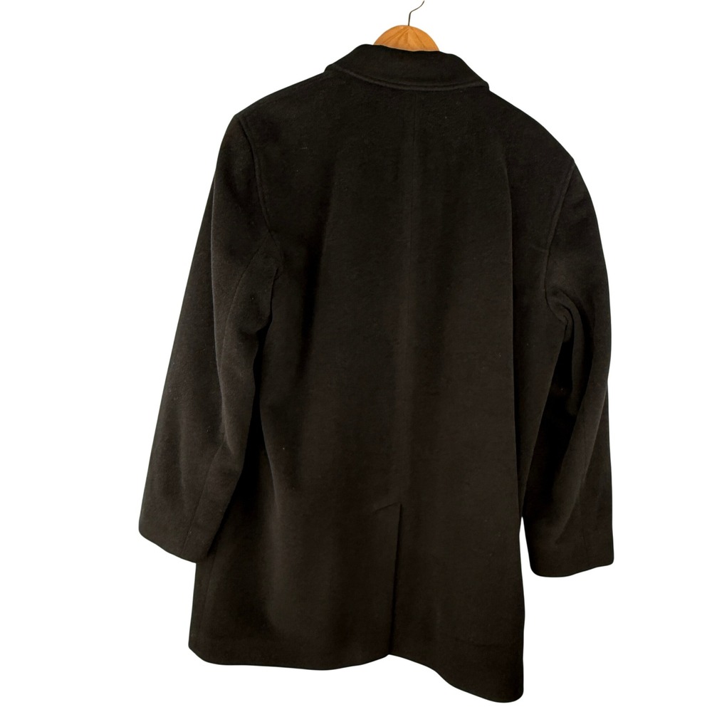 Cole Haan Mens Wool Cashmere Blend Car Coat Black‎ Lambskin Trim Size L Warm - Picture 3 of 13